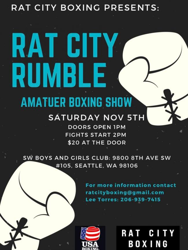 "Rat City Rumble" will feature amateur boxers Nov. 5 Westside Seattle